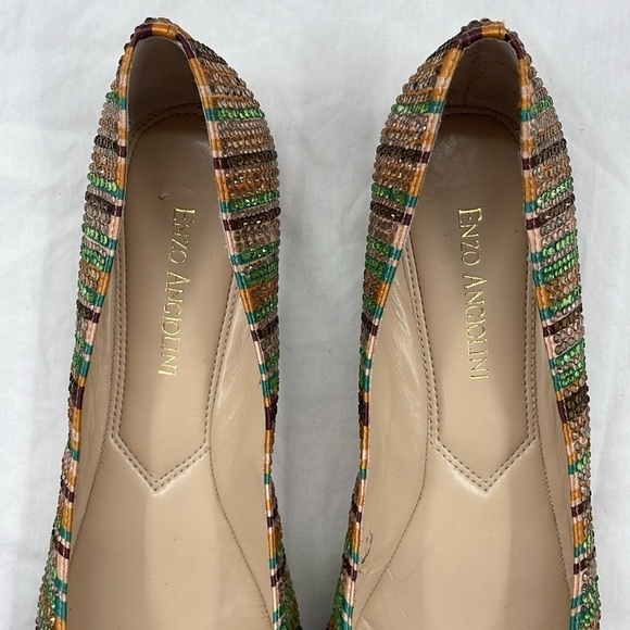 NWOB. ENZO ANGIOLINI Glitter Rhinestone Studded Flats. 8.5M. - Picture 4 of 13